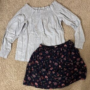 Hollister Black Floral Skirt
